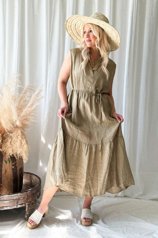 Allie linen dress, savanna