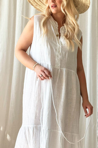 Allie linen dress, white