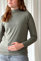 Amber bamboo polo neck top, camo green