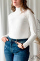 Amber bamboo polo neck top, off white