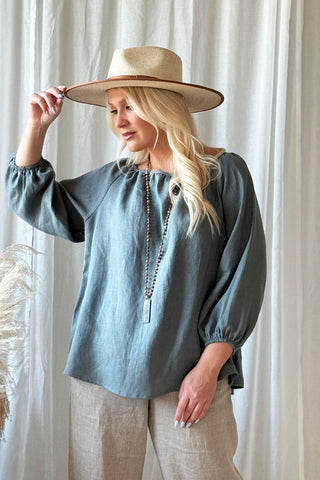 Analise linen shirt, smokey blue