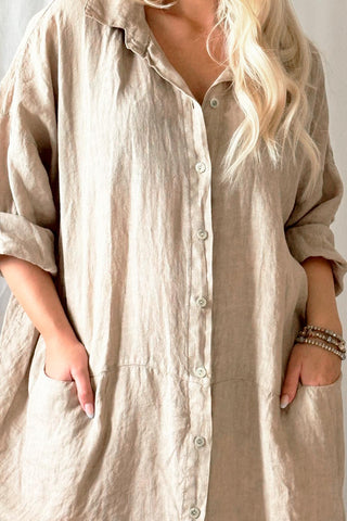 Artist linen dress, cashmere