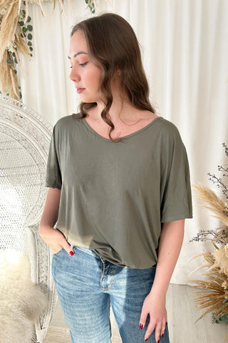 Audrey bamboo top, camo green