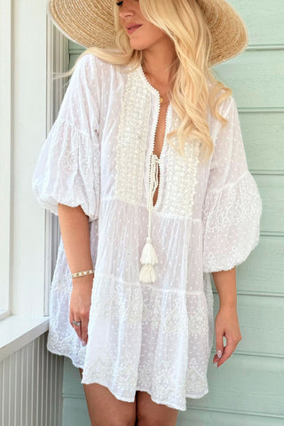 Berta cotton dress, white