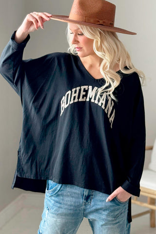 Bohemiana glitter long sleeve t-shirt, black