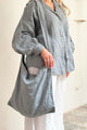 Linen boho laukku, smokey blue