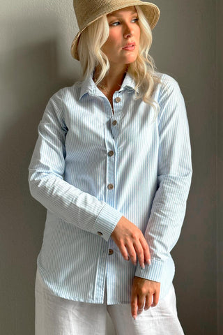 Boyfriend cotton shirt, blue stripe