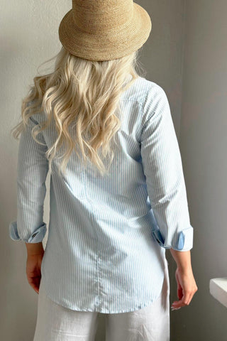 Boyfriend cotton shirt, blue stripe