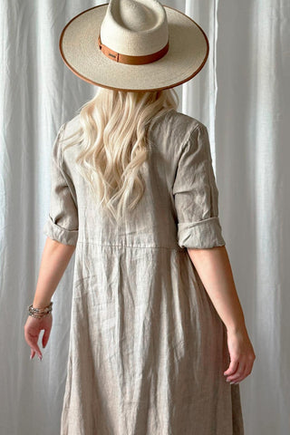 Carmolina linen dress, cashmere