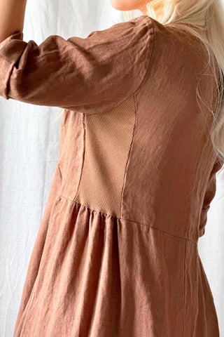 Carmolina linen dress, walnut