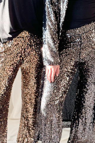 Cha cha sequin pants, silver-black