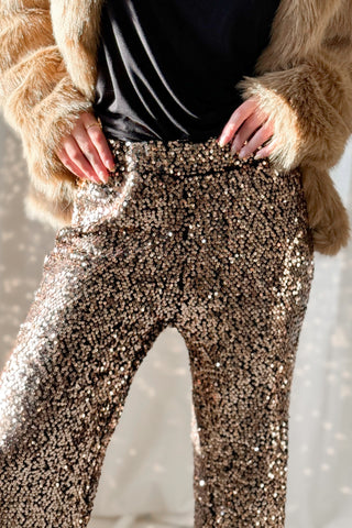 Cha cha sequin pants, gold