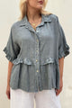 Daisy linen shirt, smokey blue