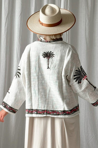 Dominga cotton jacket, white print