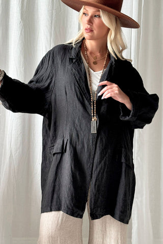 Emera linen jacket, black