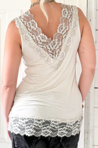 Lace dreams top, sand