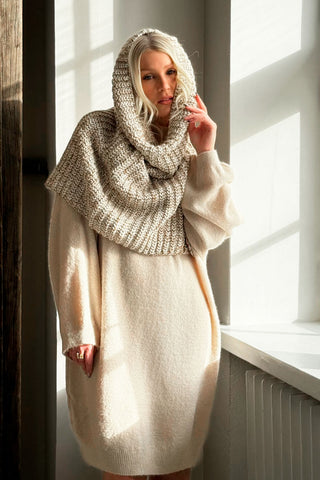 Landow snood scarf, off white caramel