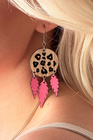 Leo dreamcatcher earrings, pink