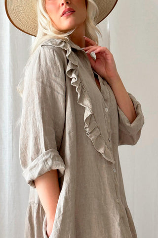 Leonore linen dress, cashmere