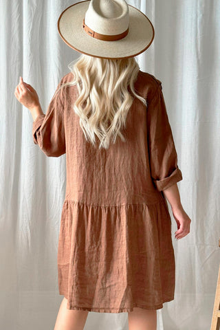 Leonore linen dress, walnut