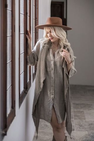 Lorelai shirt dress, cashmere pinstripe