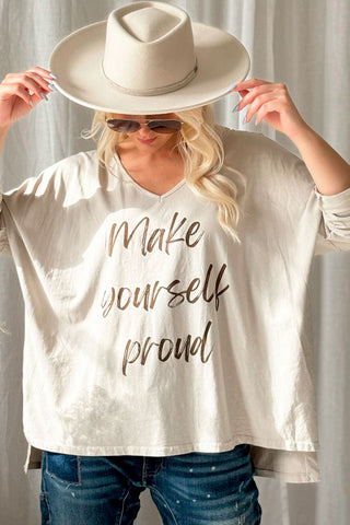 Make yourself proud long-sleeved t-shirt, beige