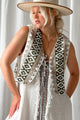 Marcela cotton vest, white print