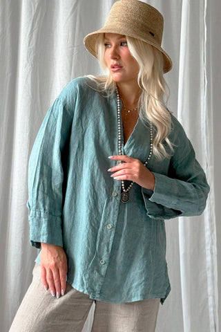 Margot linen shirt, ocean