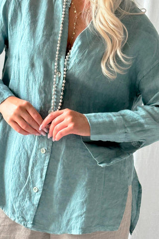 Margot linen shirt, ocean