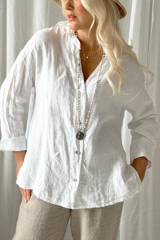 Margot linen shirt, white