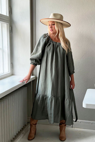 Marilys linen dress, camo