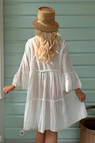 Marta cotton dress, white blue