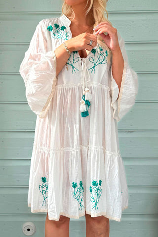 Marta cotton dress, white green