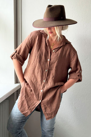 Milly linen shirt, walnut