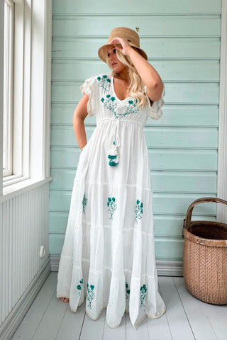 Netra cotton dress, white green