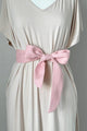 Curved linen belt, blush pink