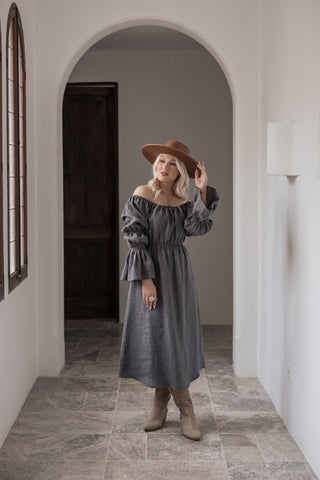 Rosita linen dress, graphite