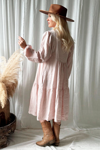 Thea linen dress, pink