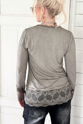 True romance lace top, taupe