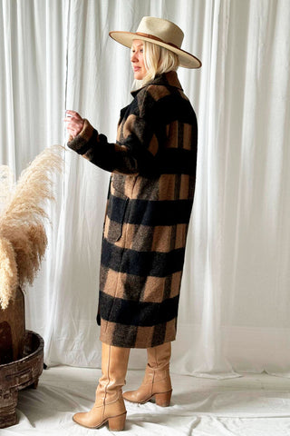 Winona wool coat, black/caramel