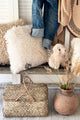 Wooly cushion, ivory