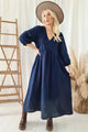 Almira linen dress, navy blue