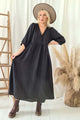 Almira linen dress, black