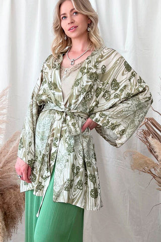 Harper kimono, khaki kuviollinen