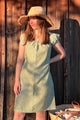 Isabel linen dress, green stripe